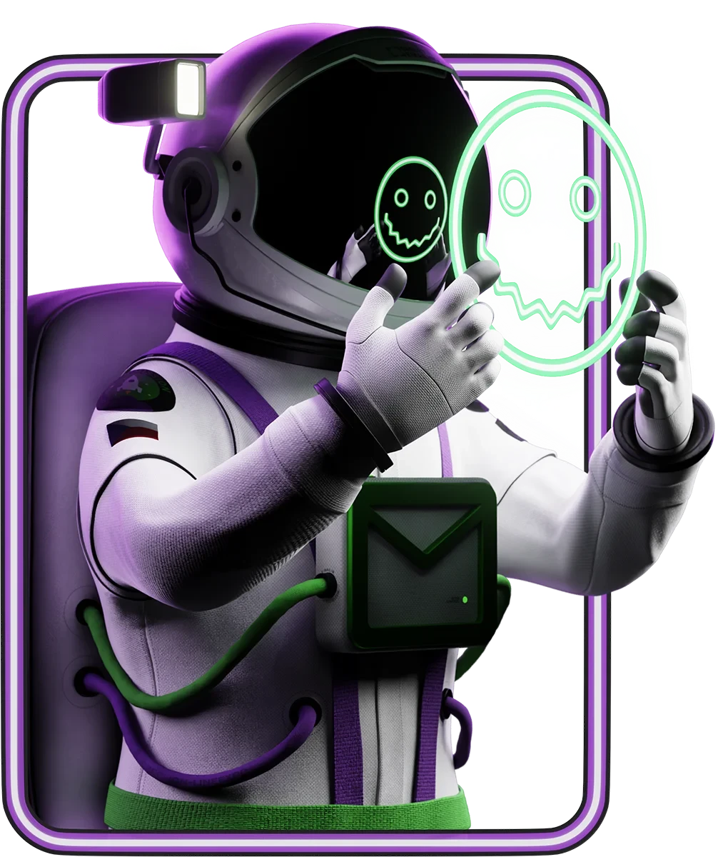 Ikona astronaut Tvořte i s AI v tone of voice své značky.